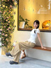 蕾絲花邊直筒牛仔褲女夏季薄款2025新款高腰闊腿寬松拖地褲子春秋 卡其色 L 曬單實(shí)拍圖