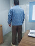 太平鳥(niǎo)男裝夾克肌理感牛仔提花秋季寬松休閑茄克外套 藍色 M 曬單實(shí)拍圖