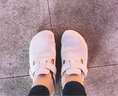 BIRKENSTOCK勃肯德國(guó)進(jìn)口男女款牛皮絨面革軟木Boston包頭拖鞋 復(fù)古白色窄版1024740 37 曬單實(shí)拍圖