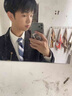 米詩德（MISHIDE）英倫學(xué)院風(fēng)西服套裝男日系dk徽章鏈條制服男春秋外套痞帥高級感學(xué) 鏈條微章西服黑+白襯衫藏青領(lǐng)帶+ L XXS 曬單實拍圖