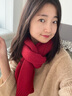 北極絨羊毛圍巾女100%羊毛圍脖男冬季新款加厚新年紅色情侶百搭純色保暖 喜慶正紅色  【加厚升級款 大版本220克】 曬單實拍圖