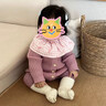 Auro Mesa秋冬新款寶寶衣服針織包屁衣保暖波浪邊坑條長(cháng)袖三角哈衣爬服 粉紫色 90cm 曬單實(shí)拍圖