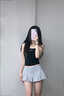 婍妡小個(gè)子防走光美式低腰半身裙夏季新款運動(dòng)風(fēng)百搭修身顯瘦百褶短裙 黑色 XS 曬單實(shí)拍圖