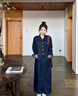 BASIC HOUSE/百家好復(fù)古通勤風(fēng)牛仔連衣裙女2025春收腰顯瘦襯衫裙 牛仔藍(lán) 含腰帶 M 曬單實拍圖