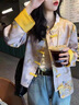 恰凡（QIAFAN）新中式國(guó)風(fēng)開(kāi)衫改良旗袍唐裝外套女2025春秋新款高級(jí)盤(pán)扣漢服上衣 AAgXUUuF 桔黃色 M  （90-115斤） 曬單實(shí)拍圖