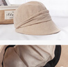 JIASHENGXI 帽子女日系薄款夏季棉麻韓版潮貝雷八角帽黑色畫(huà)家帽遮陽(yáng)鴨舌帽女文藝漁夫帽 米色 可調節 曬單實(shí)拍圖