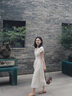 艾柔丹夏季新款法式時尚連衣裙女裝簡約時尚收腰修身顯瘦女士中長裙子 連衣裙 S 曬單實拍圖