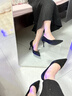 ZHR高跟鞋女法式氣質(zhì)淺口單鞋女優(yōu)雅通勤細(xì)跟尖頭女鞋純欲IE07黑色37 曬單實(shí)拍圖