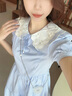 Teenie Weenie小熊女裝白色連衣裙2025夏季新款俏皮甜美少女感花邊裙子 淺藍(lán)色 S 曬單實(shí)拍圖