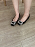 NINE WEST/玖熙復(fù)古法式方口鉆扣平跟女單鞋 NH465006SK 黑色37 曬單實(shí)拍圖