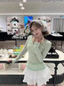 斤慕2025春夏新款韓系甜美防曬罩衫純欲兩件套女長袖T恤掛脖吊帶背心 掛脖罩衫兩件套 M碼80-100斤 曬單實拍圖
