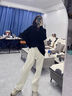 莫代爾窄版冰絲闊腿褲女春夏季2025新款寬松垂感直筒顯瘦速干白色休閑褲 白色【常規(guī)款】 M 【建議101-110斤】 曬單實(shí)拍圖