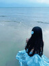 巧丂薄荷曼波海邊度假氛圍感沙灘裙設計感掛脖連衣裙仙女氣質大擺裙子 湖水綠 L 曬單實拍圖