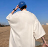 杜小閑 美式重磅短袖男夏季2025新款潮牌麂皮絨t恤高街百搭痞帥半袖體恤 杏色 XL [推薦120-140斤] 曬單實(shí)拍圖