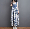 蘑菇同學(xué)連衣裙女夏季2025新款韓版時尚牛仔拼接雪紡大碼背帶裙女洋氣顯瘦 漸染印花 L 建議95-110斤 曬單實拍圖