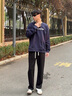 百鵲亭休閑褲子男春秋夏季小眾設(shè)計(jì)感hiphop衛(wèi)褲松緊薄款直筒運(yùn)動(dòng)褲子 黑色 XL碼（110-145） 曬單實(shí)拍圖
