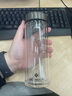 希諾（heenoor）玻璃杯雙層男士辦公泡茶杯帶茶隔高檔水杯家用隔熱大容量便攜杯子 閃銀灰-355ml【高硼硅玻璃杯體】 禮盒裝+帶茶隔+帶杯套 曬單實(shí)拍圖