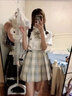 CEENIU2025夏新款jk制服套裝女百褶裙日系甜美學(xué)院風(fēng)高腰半身裙小個(gè)子 檸檬海鹽 （裙子+短袖襯衫+領(lǐng)結(jié)） S （80-95斤） 曬單實(shí)拍圖