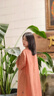 指間沙原創(chuàng)女裝24夏文藝圓領(lǐng)刺繡連衣裙亞麻A版中長裙 吉祥橙59 M 曬單實拍圖