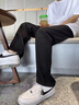 遙渠（YAO QU）冰絲闊腿褲子男款夏季薄款2025新款潮流學(xué)生百搭拖地直筒休閑長褲 黑色 XL 曬單實(shí)拍圖
