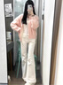 DALEY MODE美式vintage白色低腰微喇牛仔褲女寬松顯瘦辣妹高個子加長拖地褲 白色長褲 S 曬單實拍圖