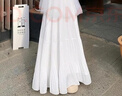 蘿美醬白色雪紡半身裙女夏季2025新款高腰裙春秋仙女壓褶a字長裙大裙擺 白色壓褶裙 M 曬單實拍圖