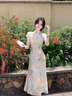 艾珠兒（Aizhuer）新中式連衣裙顯瘦碎花旗袍改良獨(dú)特氣質(zhì)絕美收腰茶歇法式長(zhǎng)裙夏季 旗袍連衣裙 M 曬單實(shí)拍圖