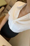法舒琳短袖白襯衫女夏季空乘面試工作服V領(lǐng)襯衣空姐前臺正裝職業(yè)女套裝 套裝--白色短袖配黑色包臀裙 M 建議90-100斤 曬單實(shí)拍圖