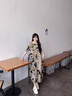 勤記棉麻連衣裙亞麻裙子高檔小個(gè)子女民族風(fēng)印花中年寬松長裙 灰色花(少量現(xiàn)貨) 2XL[建議145-170斤] 曬單實(shí)拍圖