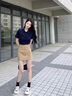 薩拉維夫短袖T恤女2025春夏新款大碼胖MM寬松休閑POLO領(lǐng)體恤上衣 藏青色[小圖金色祥云] L 100斤以內(nèi) 曬單實(shí)拍圖