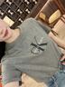 Calvin KleinJeans25春夏新款女士休閑通勤字母印花純棉針織短袖T恤47B864G P7E-椰青灰 S 曬單實拍圖