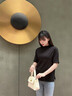NY-RCE半高領(lǐng)冰絲五分袖針織衫夏季2025新款女裝寬松氣質(zhì)中袖T恤上衣薄 灰藍(lán)色 XL 建議120-130斤 曬單實拍圖
