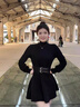 FSHE早春法式黑色內(nèi)搭連衣裙子女春秋裝2025新款小個(gè)子掐腰氣質(zhì)小黑裙 【半高領(lǐng)黑色短裙】版【miu里m L 55/60kg 曬單實(shí)拍圖