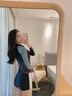 熱浪連體泳衣女防曬保守遮肚顯瘦修身長(zhǎng)袖游泳館游泳衣 3XL  黑灰色 曬單實(shí)拍圖