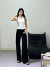 Calvin KleinJeans25春夏女士美式復(fù)古摩登潮流黑色微彈ck闊腿牛仔褲47B089G CLT-牛仔黑（R） 25 曬單實(shí)拍圖