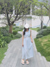 lagogo波嬉風(fēng)淺藍(lán)色無袖連衣裙女拉谷谷2025夏新款度假出游裙子 淺藍(lán)色 M 曬單實(shí)拍圖