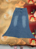 牛仔半身裙女春夏季新款高腰顯瘦休閑中長(cháng)款魚(yú)尾牛仔半裙 藍色 L 曬單實(shí)拍圖