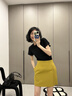 韓系正肩短袖T恤女夏季冰絲針織衫小眾修身辣妹體恤短款純色上衣 灰色 M 曬單實拍圖