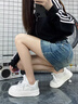 SENMA森馬女鞋厚底小白潮鞋女夏季百搭配裙子刺繡透氣內(nèi)增高學(xué)生休閑板鞋子 銀色 38 曬單實(shí)拍圖