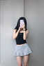 婍妡小個(gè)子防走光美式低腰半身裙夏季新款運動(dòng)風(fēng)百搭修身顯瘦百褶短裙 黑色 XS 曬單實(shí)拍圖