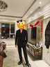 羅蒙（ROMON）斜條紋西服套裝男英倫商務(wù)正裝雙排扣新郎結(jié)婚加厚禮服西裝三件套 黑色 (西服+褲子+馬甲) XL 52 參考125-135斤左右 曬單實(shí)拍圖