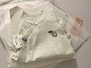 姣麗熊 包屁衣嬰兒2件裝夏季寶寶衣服新疆100%棉長袖柔軟輕薄新生兒哈衣 白+綠（2件裝） 52cm 曬單實拍圖