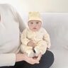 圖涂丫嬰兒帽子春夏款男寶寶護耳帽春秋0-6-12個月新生兒遮陽帽防曬胎帽 球球-米杏色 小碼:（38-44cm），推薦0-6個月 曬單實拍圖