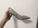百麗（Belle）閃鉆優(yōu)雅單鞋女氣質(zhì)通勤宴會(huì )鞋BDAK3AQ5 淺金色 35 (225mm) 曬單實(shí)拍圖