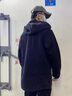 京西藍(lán)靛秋冬新款羊羔絨外套男寬松大碼加絨加厚連帽牛仔棉服痞帥工裝棉衣 黑色 L 體重120至140斤 曬單實(shí)拍圖
