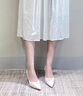 CFCW品牌設計款中跟單鞋女2025春季新款女鞋綢緞尖頭細跟優(yōu)雅高跟鞋 杏色 34 曬單實拍圖