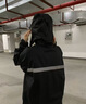 QIAN防暴雨應急救援反光條大面罩防雨雨衣套裝 藏青 2XL 曬單實(shí)拍圖