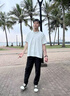 卡賓（CABBEEN）【四面彈】休閑褲男時(shí)尚潮流反光銀印花褲子潮牌春秋長(zhǎng)褲子男褲 煤黑色01 L /175/50 曬單實(shí)拍圖