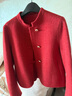 尚都比拉雙面呢大衣冬裝新中式小個(gè)子100%羊毛毛呢外套女短款 果紅色 M  曬單實(shí)拍圖