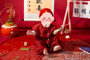 G.DUCKKIDS小黃鴨周歲衣服男寶寶夏季女嬰兒生日抓周禮服中式百日宴漢服套裝 紅色三件套 配件勿機(jī)洗 90 碼21-25斤一周歲左右 曬單實(shí)拍圖